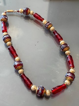 Collana Murano Vetro Artistico Rosso Oro
