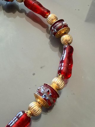 Collana Murano Vetro Artistico Rosso Oro