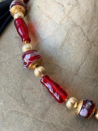 Collana Murano Vetro Artistico Rosso Oro