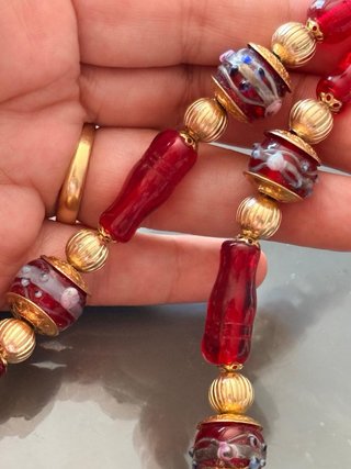 Collana Murano Vetro Artistico Rosso Oro