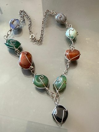 Collana vintage pietre anni '70 artigianale