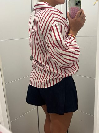 Camisa Zara Rayas Rojas Talla XS