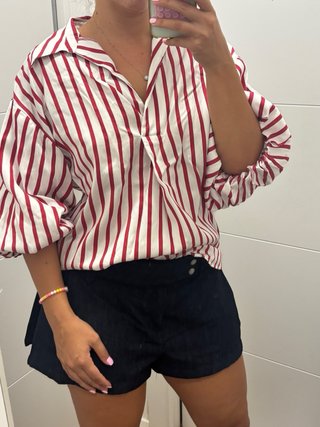 Camisa Zara Rayas Rojas Talla XS
