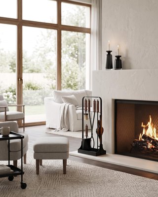 ONLYFIRE Set Chimenea 6 Pzas. Hierro-Madera 79.5cm