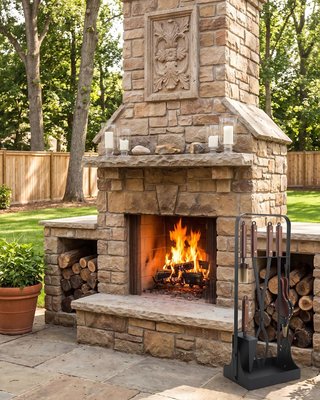 ONLYFIRE Set Chimenea 6 Pzas. Hierro-Madera 79.5cm