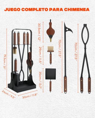 ONLYFIRE Set Chimenea 6 Pzas. Hierro-Madera 79.5cm