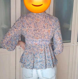 Blusa boho manga 3/4 escote V