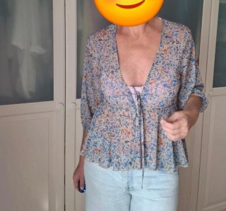 Blusa boho manga 3/4 escote V