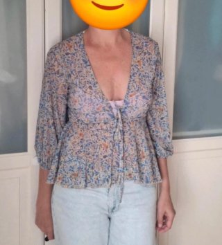 Blusa boho manga 3/4 escote V