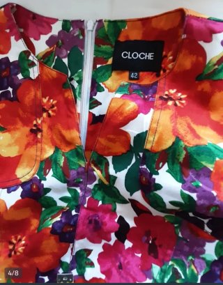 Vestido Cloche XL sin mangas blanco y flores nuevo