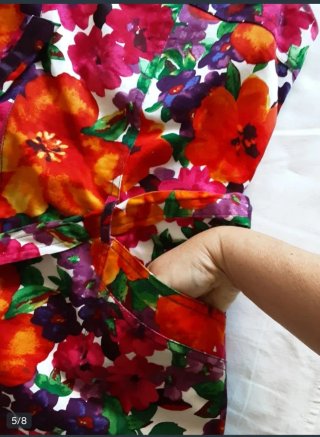 Vestido Cloche XL sin mangas blanco y flores nuevo