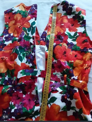 Vestido Cloche XL sin mangas blanco y flores nuevo