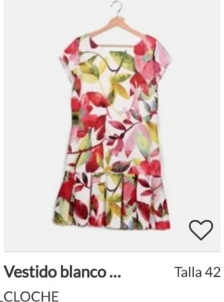 Vestido Cloche XL sin mangas blanco y flores nuevo