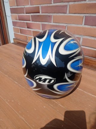 Casco de moto chesste azul y blanco