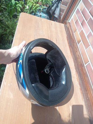 Casco de moto chesste azul y blanco