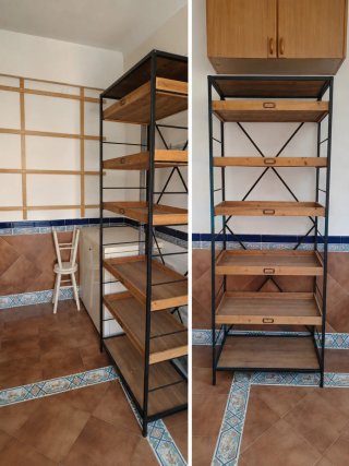 Estantería madera y metal