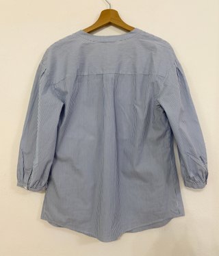 LUISA SPAGNOLI Blusa righe blu e fiori rosa