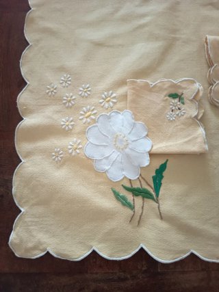 Mantel individual vintage algodón flores
