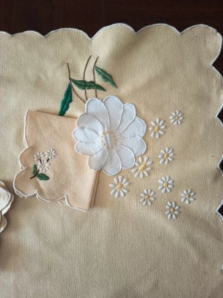 Mantel individual vintage algodón flores