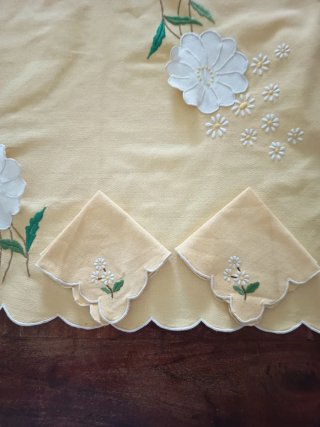 Mantel individual vintage algodón flores