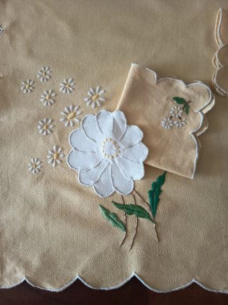Mantel individual vintage algodón flores