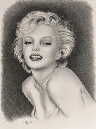 Marilyn Monroe Retrato Original Dibujo