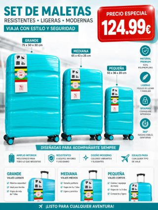 Set 3 Maletas Azul