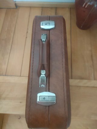 Maleta piel sintética marrón vintage retro