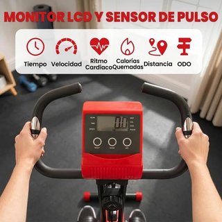 Bicicleta Estática Plegable 3en1 con Respaldo Roja