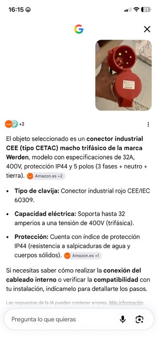 Conector industrial rojo y blanco