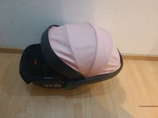 Carro de bebé rosa 3 piezas