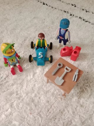 Playmobil Coche de Carreras y Gasolinera y taller