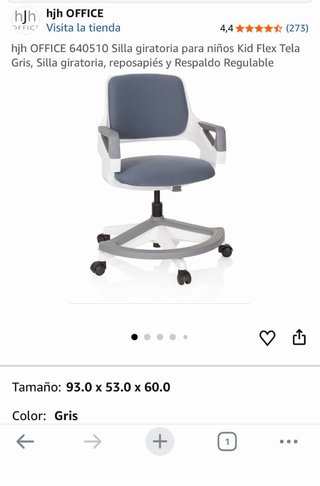 Silla giratoria infantil hjh OFFICE gris
