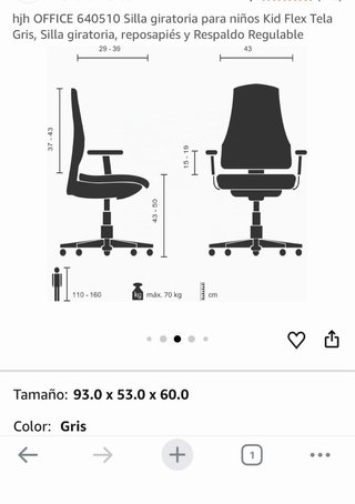 Silla giratoria infantil hjh OFFICE gris