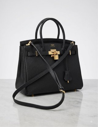 Bolso Negro Piel Forro Rosa Birkin Hermès