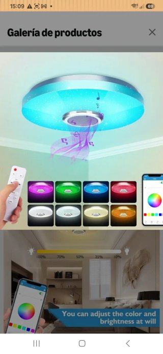Lámpara LED Techo plafon con Altavoz Bluetooth