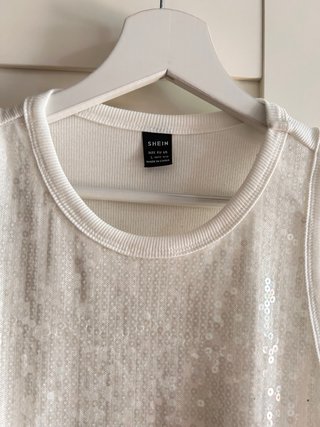 Camiseta Lentejuelas Blanca Talla Única