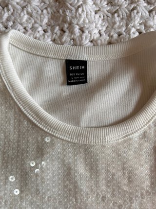 Camiseta Lentejuelas Blanca Talla Única