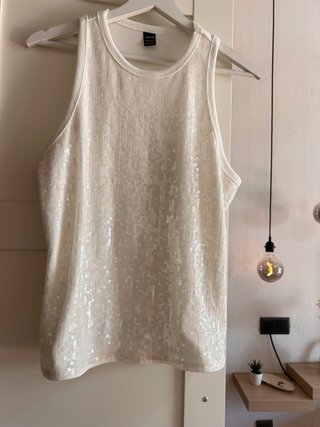 Camiseta Lentejuelas Blanca Talla Única