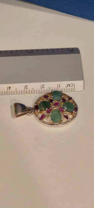 Colgante Plata Ley Esmeralda y Rubí