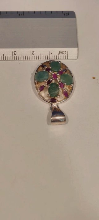 Colgante Plata Ley Esmeralda y Rubí