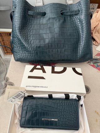 Conjunto Bolso y Cartera Adolfo Dominguez Verde