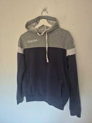 Sudadera Kappa Gris y Azul con Capucha