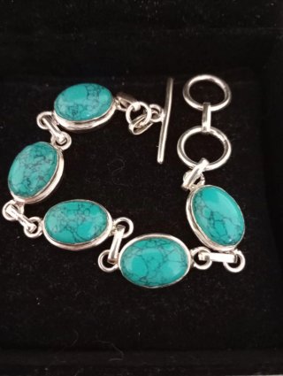 Pulsera Plata 925 y Turquesas