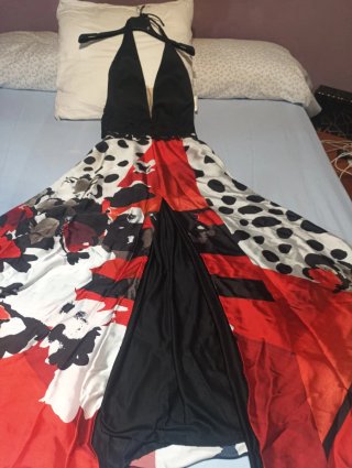 Vestido Gala Negro y Rojo