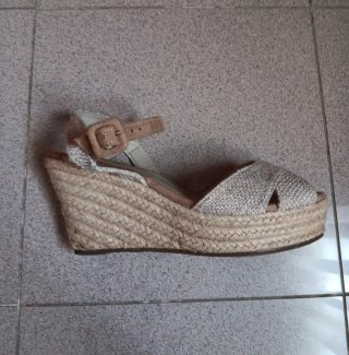 Sandalias cuña esparto beige talla 38