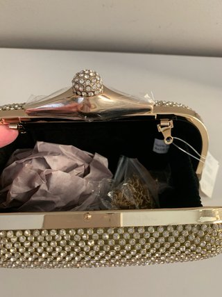 Bolso de fiesta pedrería dorado y plateado