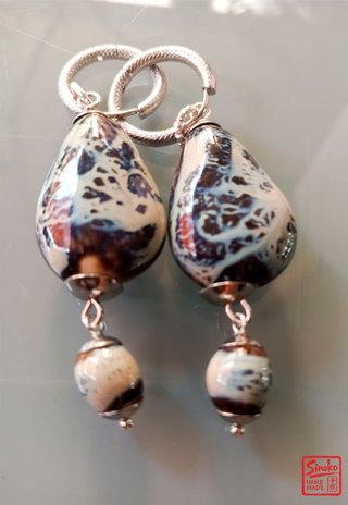 Pendientes cerámica azul y marrón