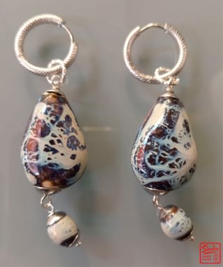Pendientes cerámica azul y marrón