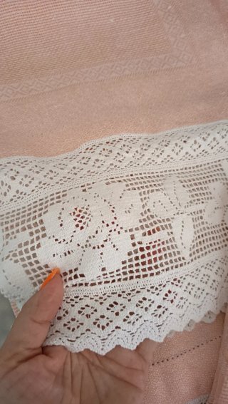Set Asciugamani Vintage Rosa salmone e Bianco